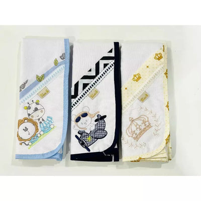 Kit 3 Cueiros Bebê Luxo – Bordado e Estampado, Toque Macio