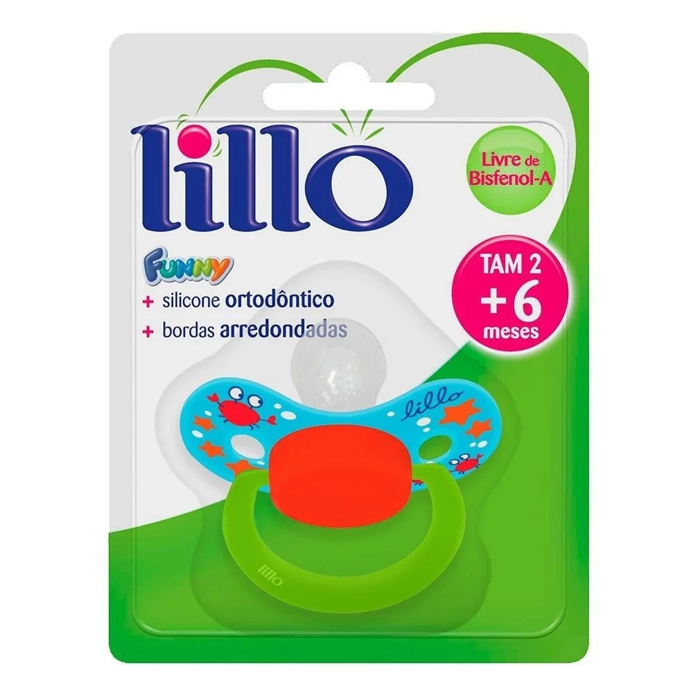 Chupeta Lillo Funny Orto Silicone Tamanho 2 Azul