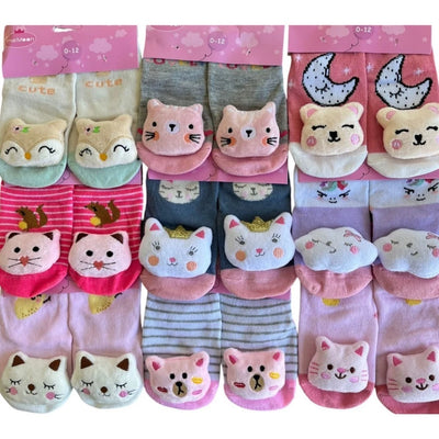 Meia Fofinha Bebê com pantufa e chocalho - compre 3 e leve 4