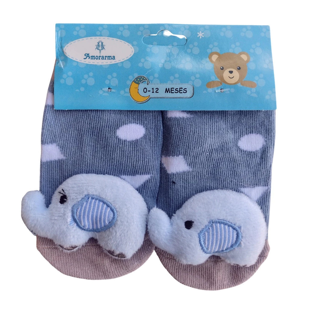 Meia Fofinha Bebê com pantufa e chocalho - compre 3 e leve 4