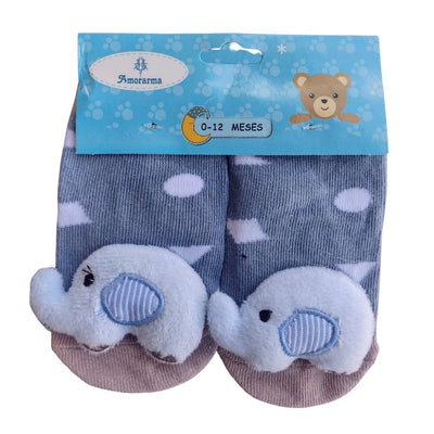 Meia Fofinha Bebê com pantufa e chocalho - compre 3 e leve 4
